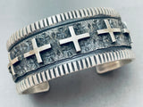Crosses Of Sterling Vintage Native American Navajo Silver Bracelet Cuff-Nativo Arts