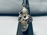 Signed Vintage Native American Navajo Sterling Silver Flower Ring-Nativo Arts