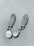 Fantastic Vintage Native American Navajo Mother Of Pearl Sterling Silver Earrings-Nativo Arts