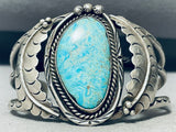 Greyeyes Artist Vintage Native American Navajo Easter Blue Turquoise Sterling Silver Bracelet-Nativo Arts