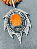 Rare Vintage Santo Domingo Orange Shell Sterling Silver Necklace