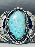 Greyeyes Artist Vintage Native American Navajo Easter Blue Turquoise Sterling Silver Bracelet-Nativo Arts