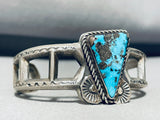 One Of Most Beautiful Vintage Native American Navajo Morenci Turquoise Sterling Silver Bracelet-Nativo Arts
