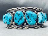 Heavy 78 Grams Vintage Native American Navajo Chunky Turquoise Sterling Silver Bracelet-Nativo Arts