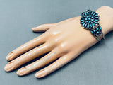 Rare Vintage Native American Zuni Teardrop Cluster Turquoise Sterling Silver Bracelet-Nativo Arts