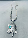 Important Vintage Native American Navajo Toad Sterling Silver Turquoise Necklace-Nativo Arts