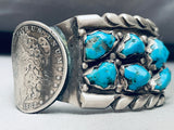 Heavy 113 Grams Vintage Native American Zuni Turquoise Sterling Silver Bracelet-Nativo Arts