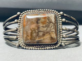 Mud Agate Vintage Native American Navajo Early Sterling Silver Bracelet Old-Nativo Arts