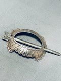 Unique Vintage Native American Navajo Handcarved Sterling Silver Hair Barrette-Nativo Arts