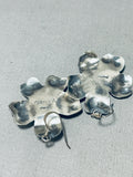 Flower Pedals Vintage Native American Navajo Turquoise Sterling Silver Earrings-Nativo Arts