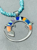 Fascinating Native American Navajo Turquoise Sterling Silver Gecko Necklace Signed-Nativo Arts