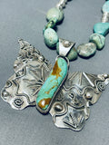 Spectacular Native American Navajo Royston Turquoise Sterling Silver Butterfly Necklace-Nativo Arts