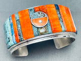 One Of The Best Native American Navajo Turquoise Shell Inlay Sterling Silver Bracelet-Nativo Arts