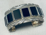 Unique Vintage Native American Navajo Jet Sterling Silver Bracelet-Nativo Arts