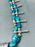 Fab Sterling Shell Native American Navajo Turquoise Silver Squash Blossom Necklace-Nativo Arts