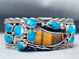 One Of The Most Unique Vintage Native American Navajo Turquoise Sterling Silver Bracelet-Nativo Arts