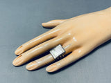 Mesmerizing Vintage Native American Navajo Abalone Square Sterling Silver Ring-Nativo Arts