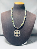 Signed Native American Navajo Royston Turquoise Sterling Silver Cross Necklace-Nativo Arts