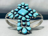 Rich Begay Vintage Native American Navajo Turquoise Cross Sterling Silver Bracelet-Nativo Arts