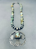 Signed Native American Navajo Royston Turquoise Sterling Silver Cross Necklace-Nativo Arts