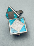 Early 1900s Vintage Native American Navajo Turquoise Sterling Silver Cufflinks-Nativo Arts