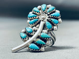 Flower Turquoise Vintage Native American Navajo Sterling Silver Ring