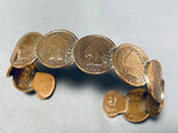 Rare Native American Navajo Royston Turquoise Indian Head Penny Bracelet-Nativo Arts