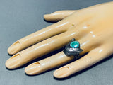 Superior Vintage Native American Navajo Carico Lake Turquoise Sterling Silver Ring-Nativo Arts