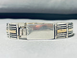 Astounding Vintage Native American Navajo Sterling Silver And 14k Gold Bracelet Signed V. Hicks-Nativo Arts