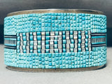 One Of The Most Intricate Southwest Turquoise Inlay Sterling Silver Bracelet-Nativo Arts