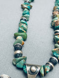 Chunky Green Turquoise Native American Navajo Sterling Silver Butterfly Necklace-Nativo Arts