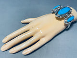 Dave Lopez Navajo Turquoise Sterling Silver Bracelet Cuff-Nativo Arts