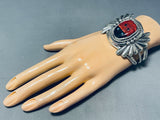 Ladybug!!!!!!! Vintage Native American Navajo Sterling Silver Flank Bracelet-Nativo Arts