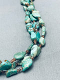 Dropdead Fab Vintage Native American Navajo Green Turquoise Sterling Silver Heishi Necklace-Nativo Arts