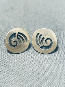 Impressive Vintage Native American Hopi Sterling Silver Earrings-Nativo Arts