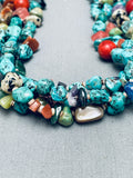 100 Grams Vintage Native American Navajo Old Kingman Turquoise Sterling Silver Necklace-Nativo Arts