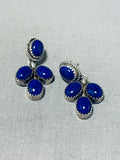 Marvelous Vintage Native American Navajo Lapis Sterling Silver Earrings-Nativo Arts
