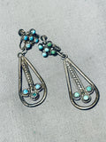 Early Vintage Native American Zuni Turquoise Snake Eyes Sterling Silver Earrings Old-Nativo Arts