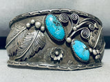 Opulent Vintage Native American Navajo Blue Gem Turquoise Sterling Silver Bracelet-Nativo Arts