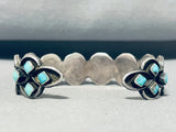 Quality!! Older Vintage Native American Zuni Turquoise Inlay Sterling Silver Bracelet-Nativo Arts