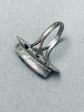 Detailed Vintage Native American Navajo Inlay Turquoise Sterling Silver Ring-Nativo Arts
