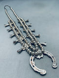 Womens Vintage Native American Navajo Turquoise Sterling Silver Squash Blossom Necklace-Nativo Arts
