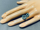 Flower Of Turquoise Vintage Native American Navajo Sterling Silver Ring Old-Nativo Arts