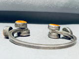 One Of The Most Unique Vintage Native American Navajo Orange Shell Sterling Silver Bracelet-Nativo Arts