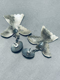 Yazzie Thunderbird Vintage Native American Navajo Sterling Silver Earrings-Nativo Arts