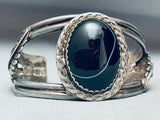 One Of The Best Vintage Native American Navajo Domed Onyx Sterling Silver Bracelet-Nativo Arts