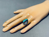 Ethereal Vintage Native American Navajo Blue Gem Turquoise Sterling Sivler Flower Ring-Nativo Arts