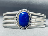 Stunning Vintage Native American Navajo Dome-shaped Midnight Lapis Sterling Silver Bracelet-Nativo Arts