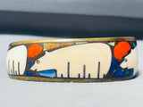 One Of The Most Unique Vintage Brownbear Inlay Bronze Bracelet Cuff-Nativo Arts