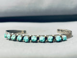 Sparkling Vintage Native American Zuni Blue Gem Turquoise Sterling Silver Bracelet-Nativo Arts